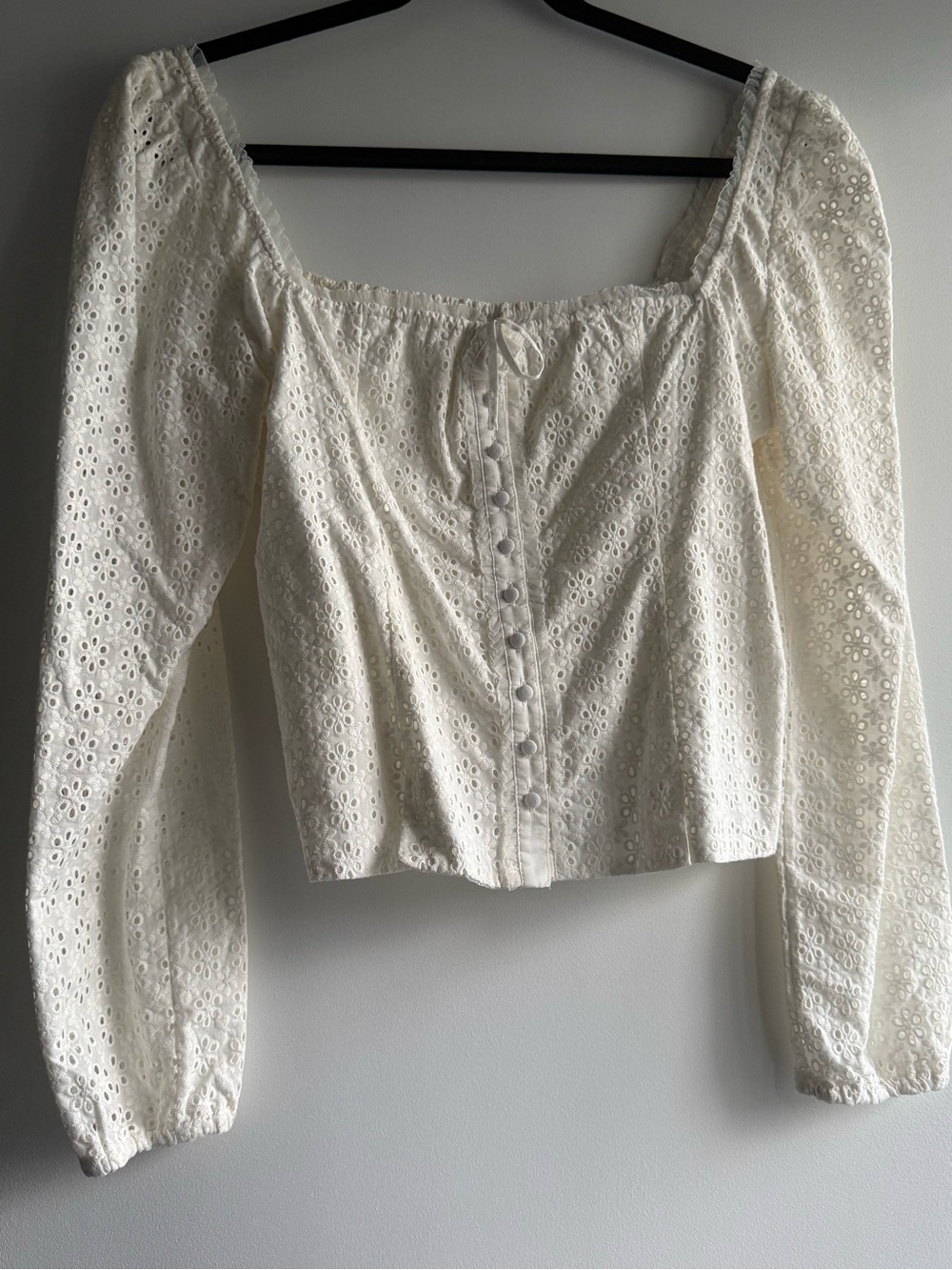 Joie white cotton Eyelet Button-Front Peasant Blouse